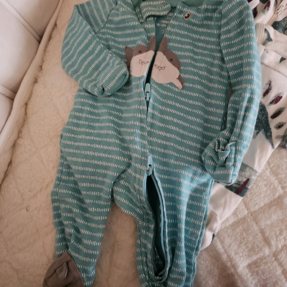 Carter's Dino-Themed Baby Bodysuits in Teal and White